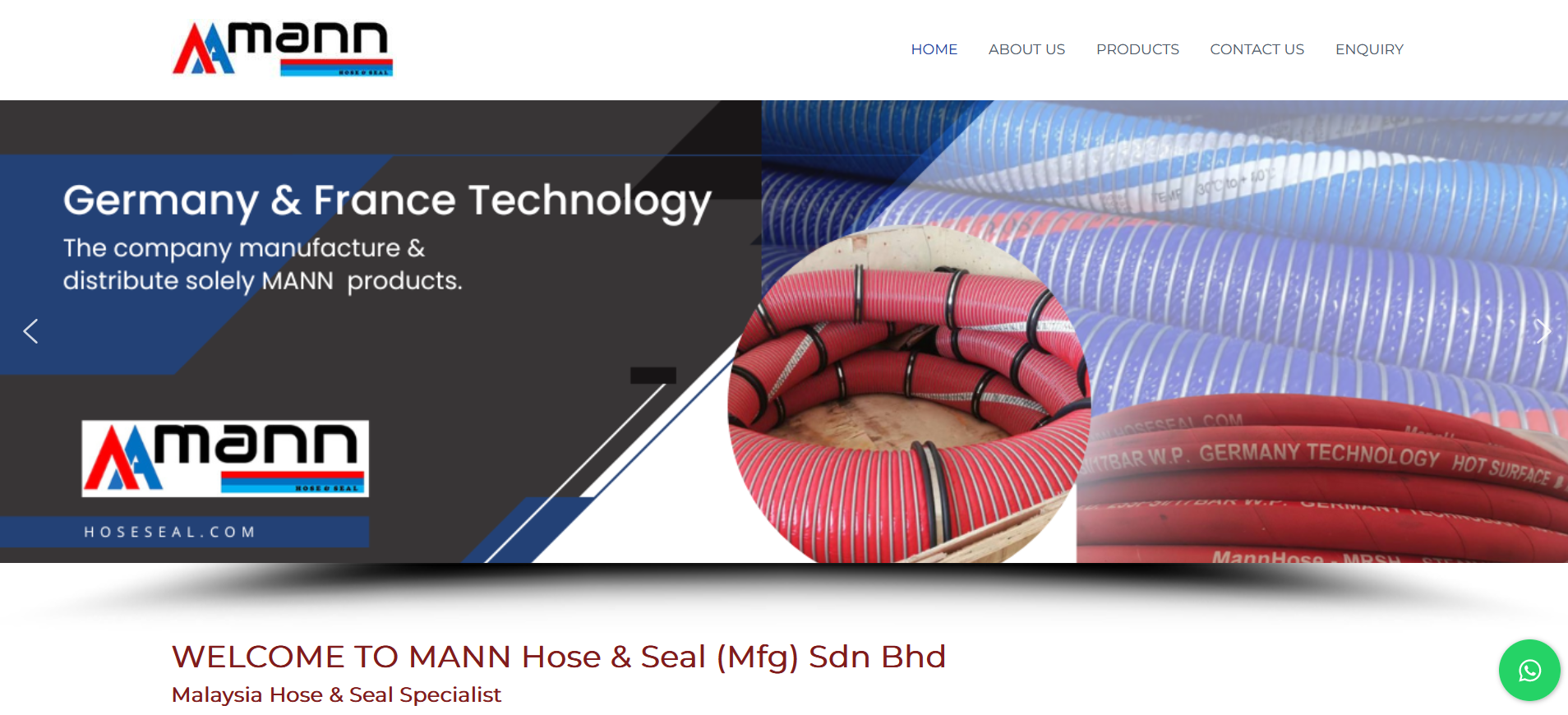 welcome Mann hose & Seal Website